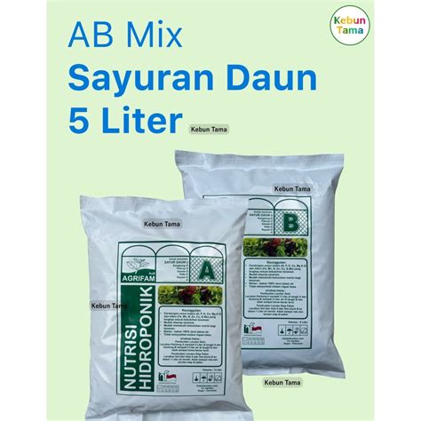 Jual Nutrisi AB Mix Hidroponik Sayur Sayuran Daun Agrifam 5 Liter