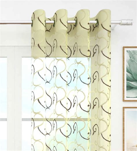 Buy Green Sheer Sheer Feet Eyelet Door Curtain By Story Home At