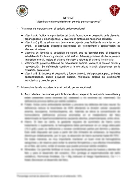 SOLUTION Unmsm Bioqu Mica Y Biolog A Molecular Informe Sobre Vitaminas