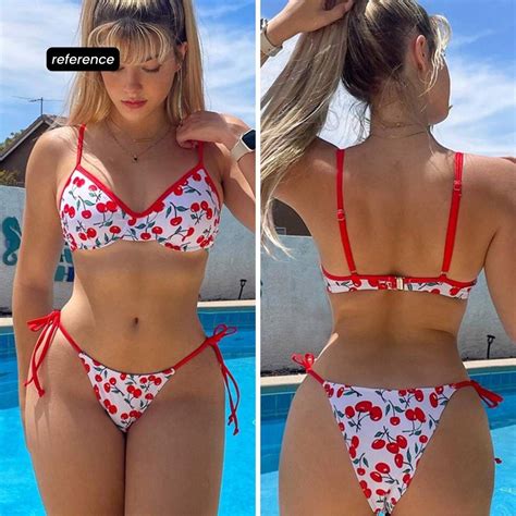 Shein Cherry Print Two Piece Bikini Women S Fashion Swimwear Bikinis