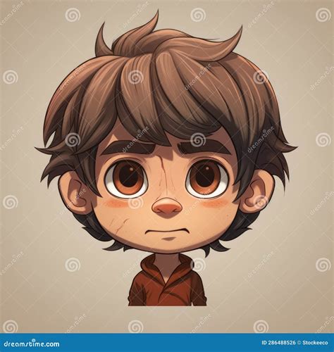 brown haired cartoon child   style  hayao miyazaki stock