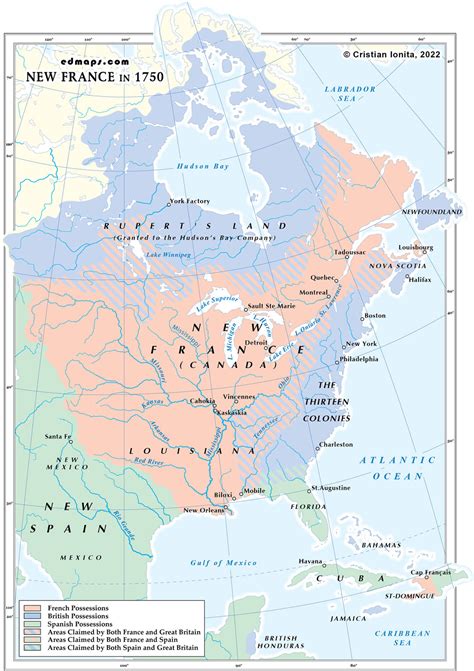 Map Of New France In 1750