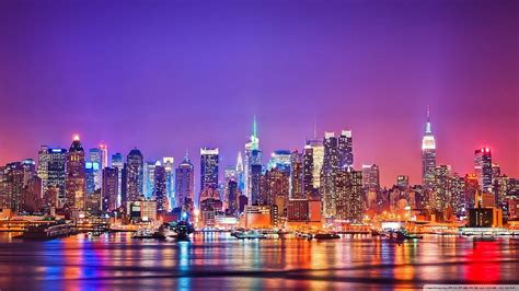 Travel World New York City Nights Nueva York De Noche Fondo De