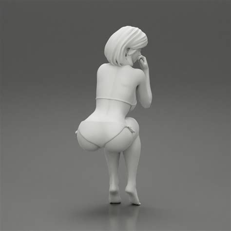 3D Printable Sexy Girl In Bikini Sitting By 3DGeschaft Miniatures Figures