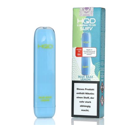 HQD 600 Surv Blue Razz Lemon Aroma Einweg E Shisha 20mg Nikotin ELWANO