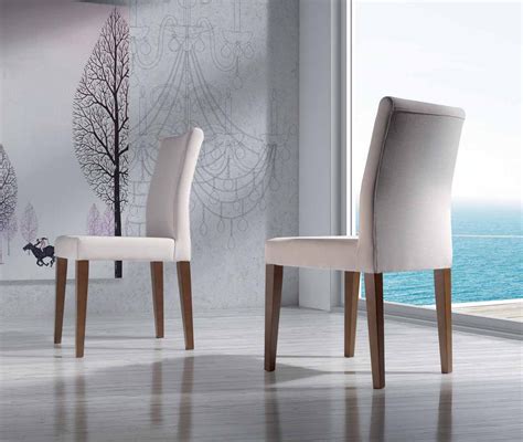 Silla Moderna De Comedor Tapizada Y Patas En Madera De Haya Con