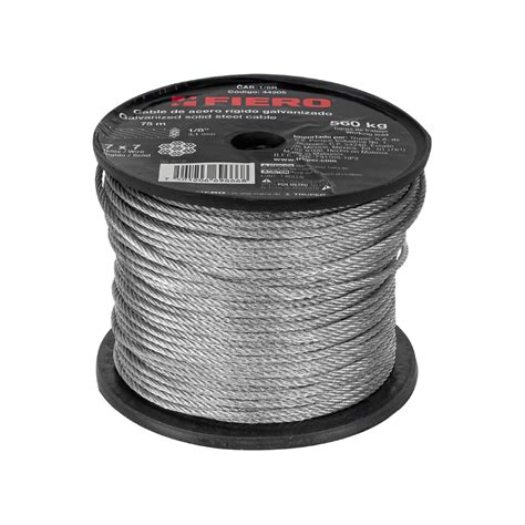 CABLE DE ACERO FIERO CAB 1 8R 7X7 HILOS 1 8 PULGADA 75 METROS Thoro