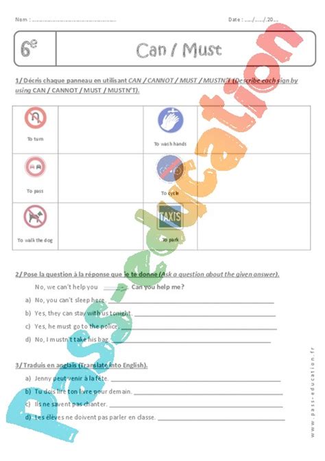 Must Can Anglais 6ème Cycle 3 Exercices cours évaluation