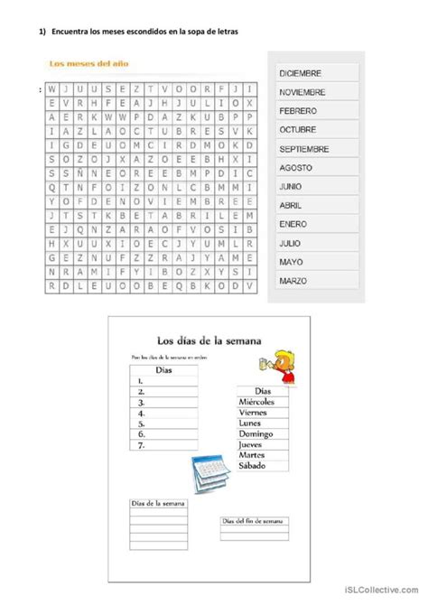 Sopa De Letras Meses Y Dias Sopa De English ESL Worksheets Pdf Doc