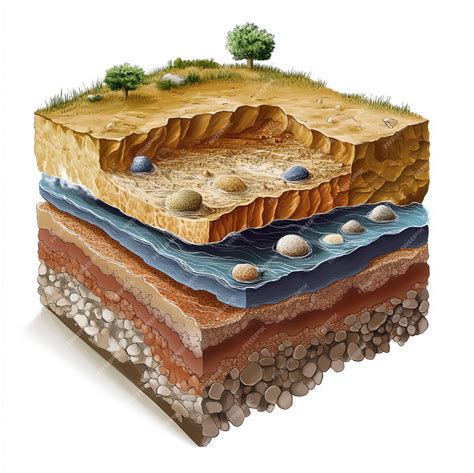 A diagram of the process of sedimentation with particles settling in