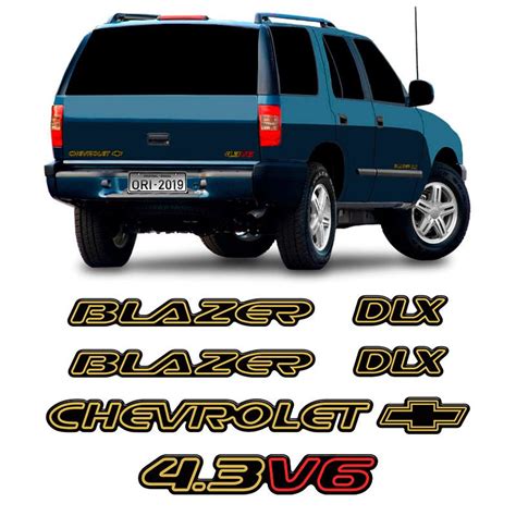 Kit Emblemas Blazer Dlx 1996 99 4 3v6 Adesivo Dourado Preto Sportinox