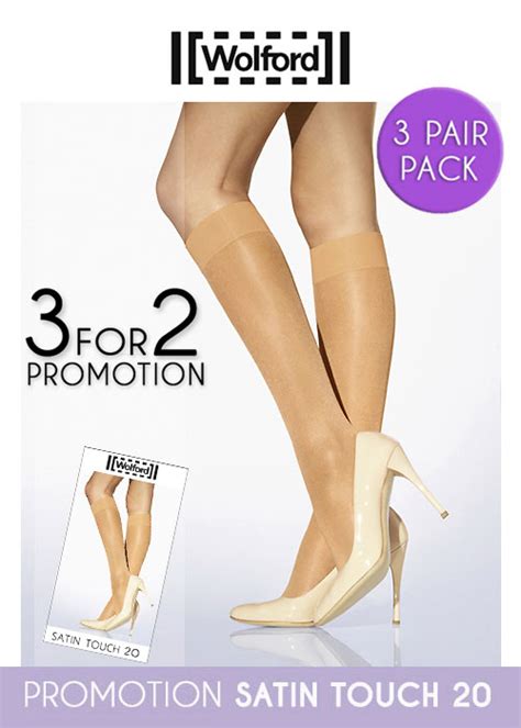 Wolford Satin Touch 20 Knee Highs 3 For 2 Promotion Uk Tights