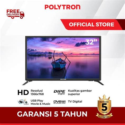 Jual LED TV POLYTRON 32 32V1853 32 INCH USB HD HDMI DIGITAL TV