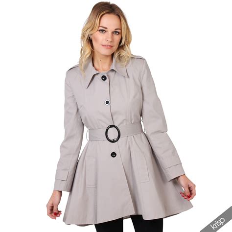 Damen Trenchcoat Mantel Parka Elegante Lange Jacke Klassischer Schnitt