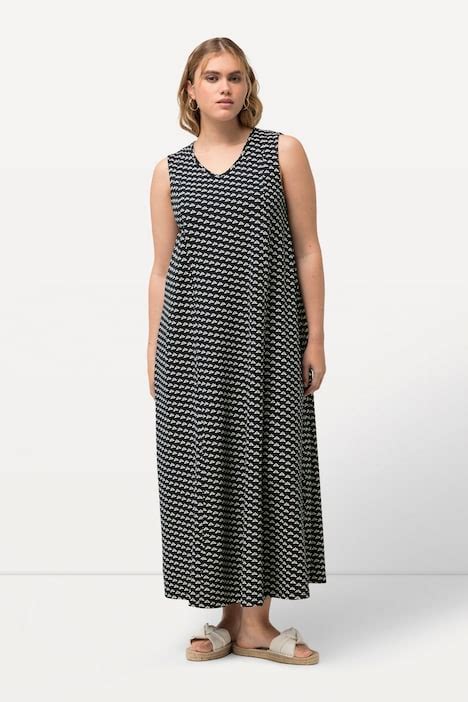 Robe maxi en jersey sans manches Silhouette en A évasée et décolleté