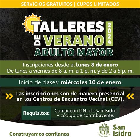 Talleres de Verano para Adulto Mayores Campañas Municipalidad