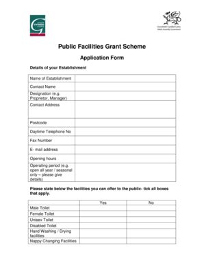 Fillable Online Gwynedd Llyw Public Facilities Grant Scheme Gwynedd