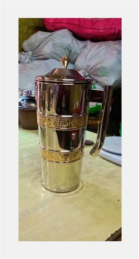 Metal Stainless Steel Water Jug With Brass No Of Piece 3 Capacity 2