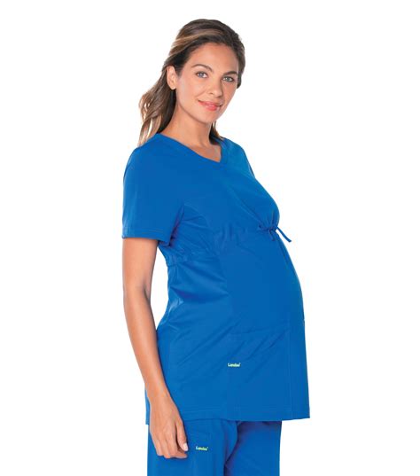 Landau Proflex Tailored Fit Stretch 3 Pocket Maternity Scrub Top For