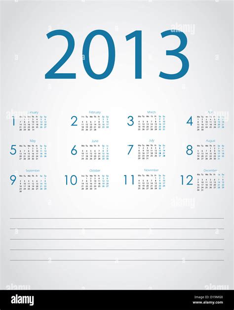 Vector Calendar 2013 Stock Photo Alamy