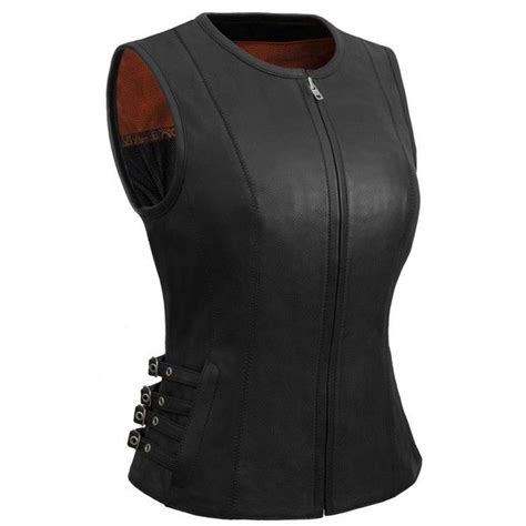 True Element Womens Side Buckled Zip Front Motorcycle Leather Vest 76 Liked On Polyvore