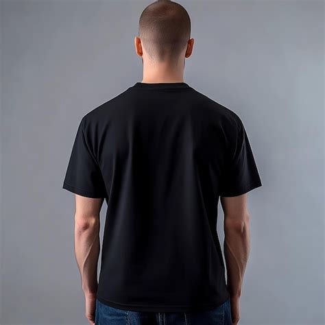 A Man Wearing A Black Shirt With The Word Quot T Shirt Quot On The Back