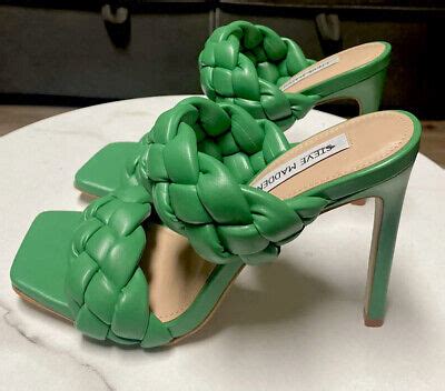 Steve Madden KENLEY Kelly Green Thick Braided Straps Heel Open Toe Pump