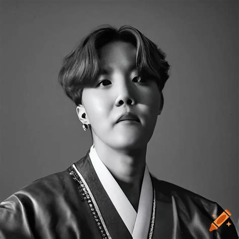 Vintage Portrait Of J Hope Jung Hoseok From Bts Wearing Traditional