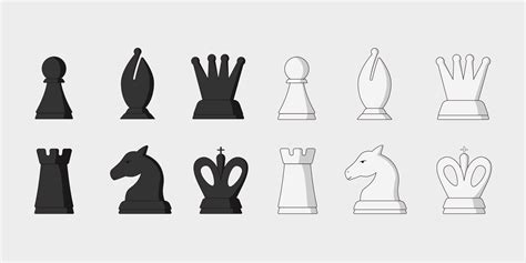 Black and white classic chess pieces 11948547 Vector Art at Vecteezy