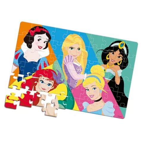 Quebra Cabeça Princesas Disney - Quebra-Cabeça Princesas Disney 60 Peças - Toyster - nivalmix