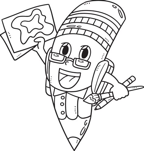 Back To School Giant Pencil Isolated Coloring Page 21516536 Vector Art ...