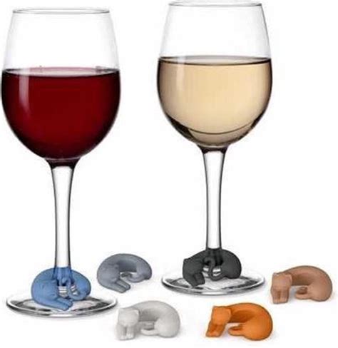 Set Van Wine Lives Katten Wijnglas Markers Fred Bol