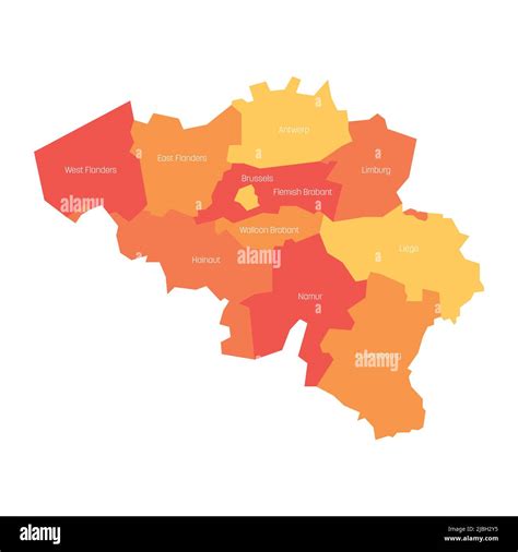 Belgium Vector Map Showing The Provinces And Administrative Off