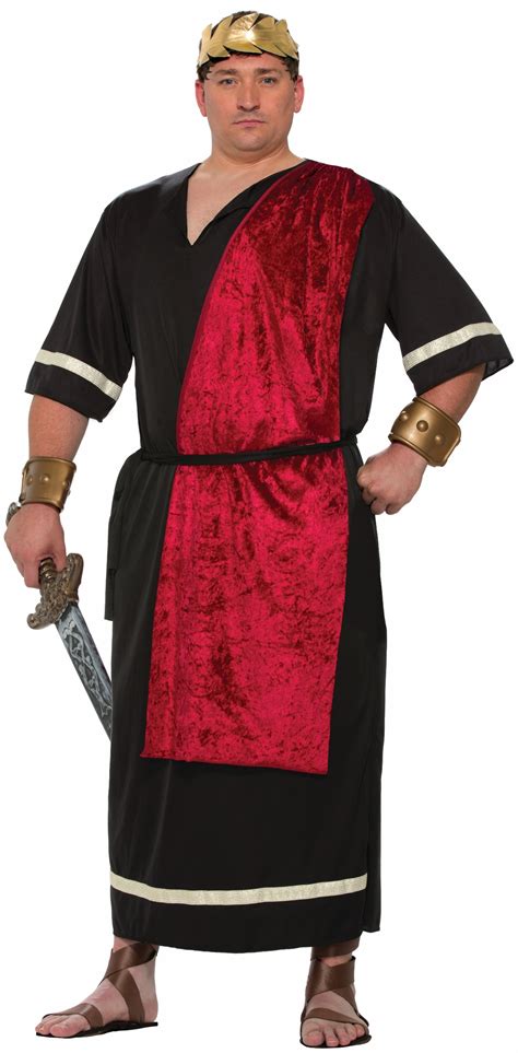 Men S Black Roman Senator Plus Size Costume Robe Adult Caesar Toga