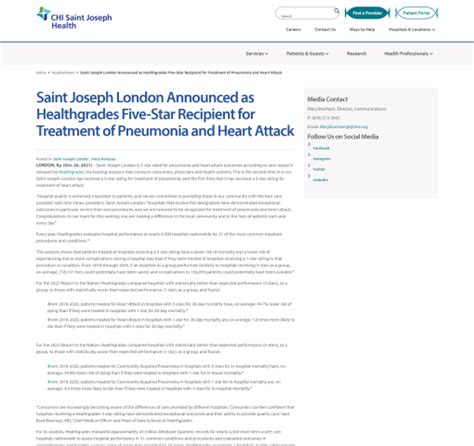 Saint Joseph London Announced As Healthgrades Five Star Recipient For