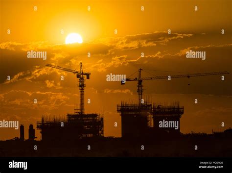 Construction Zimbabwe Africa Crane Sunset Develop Stock Photo Alamy