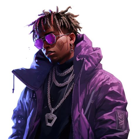 Premium AI Image Cyberpunk Symphonies Juice WRLD Dons A Purple