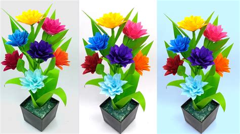 Colors Paper: Easy Paper Flower Vase Decoration / How to Make Paper ...