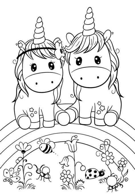 Páginas para colorear divertidas de pareja de unicornio Páginas para