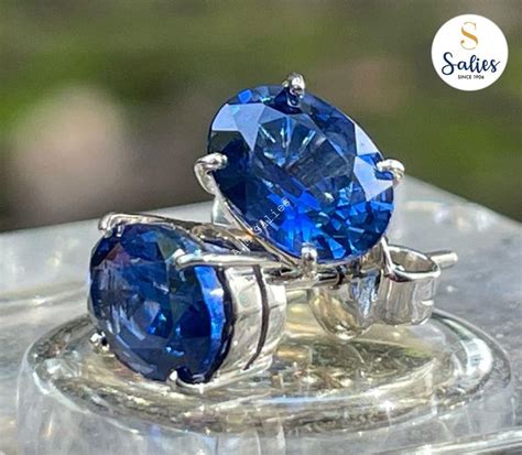 14k White Gold Ceylon Blue Sapphire Earrings – Salies Jewellery ...