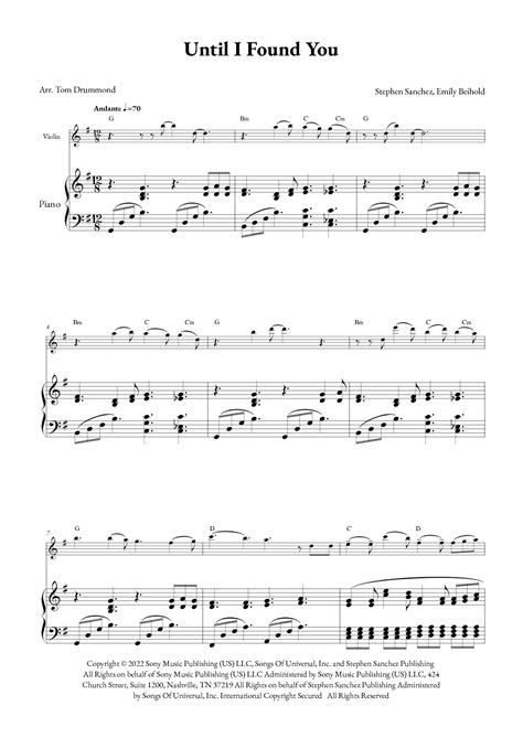 Until I Found You Arr Tom Drummond By Stephen Sanchez Sheet Music For Violin And Piano At