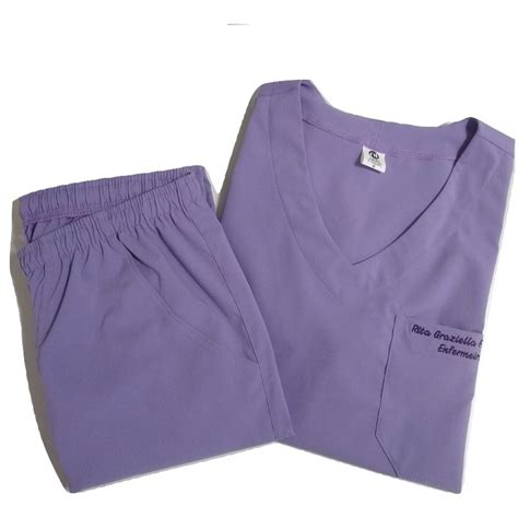 Pijama Cirúrgico Scrub Feminino Tricoline Elastano Lilas Shopee