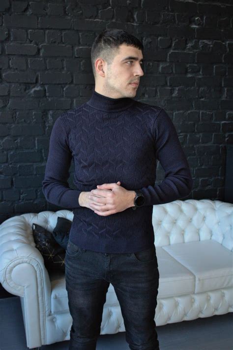 Гольф мужской зимний Mansy синий | Кофта мужская теплая Водолазка ...