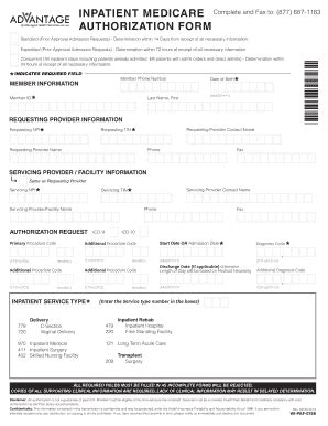 Fillable Online Inpatient Medicare Complete And Fax To