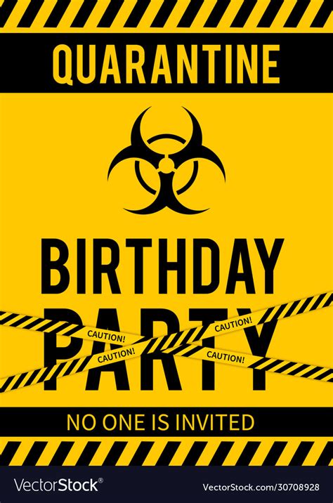 Quarantine Birthday Party Sign With Biohazard Vector Image