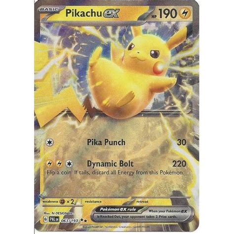 Pokemon Trading Card Game 063 193 Pikachu Ex Double Rare Card Sv 02 Scarlet And Violet Paldea