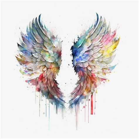 Premium Photo | Abstract watercolor rainbow angel wings crazy art ...