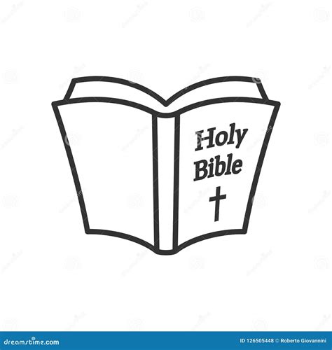 Open Holy Bible Outline Flat Icon On White Stock Vector Illustration