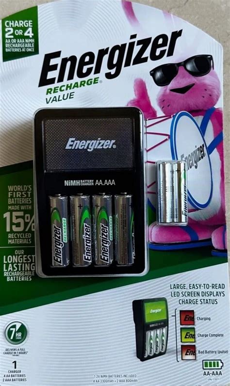 Energizer NiMH Battery Charger 4 AA And 2 AAA Rechargeable Batteries