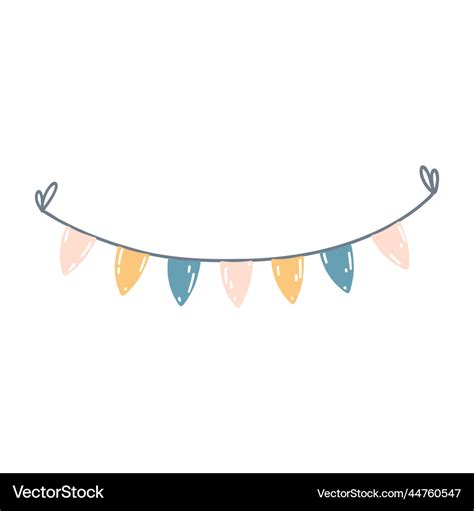 Christmas Bunting Decoration In Cartoon Flat Style